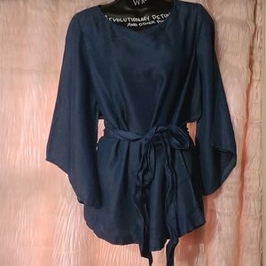 Denim shirt with matching waist tie